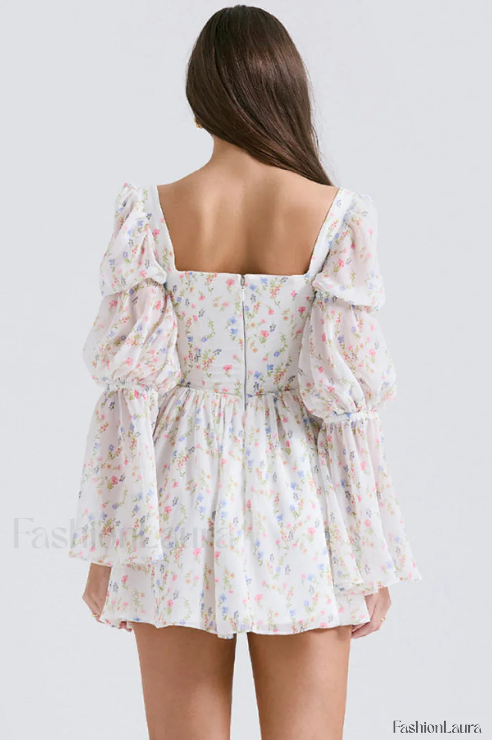 Sancia Printed Puff Charming Sleeve Mini Dress