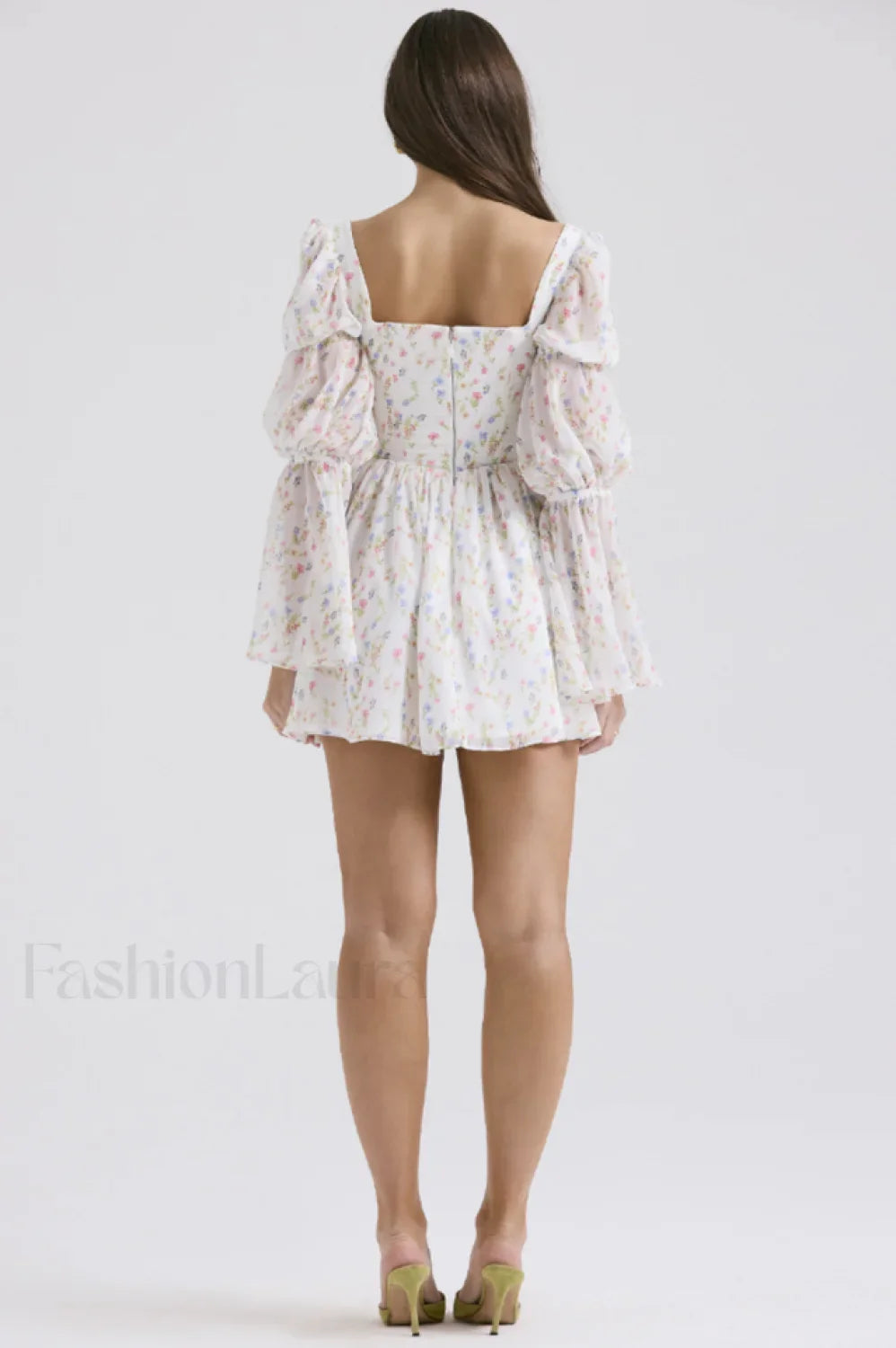 Sancia Printed Puff Charming Sleeve Mini Dress