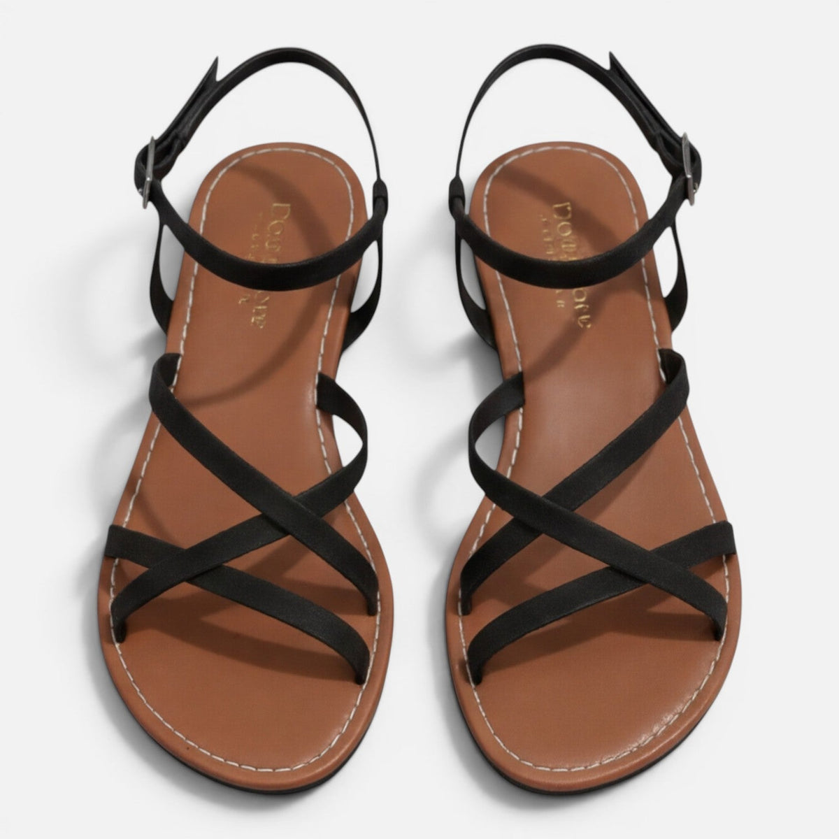Maison Straver | Women’s Leather Sandals Flat Strappy Comfortable Ankle Strap