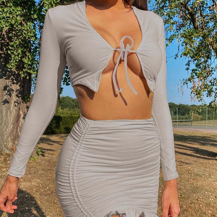 Sandra Crop Top & Ruffle Hem Mini Skirt Set