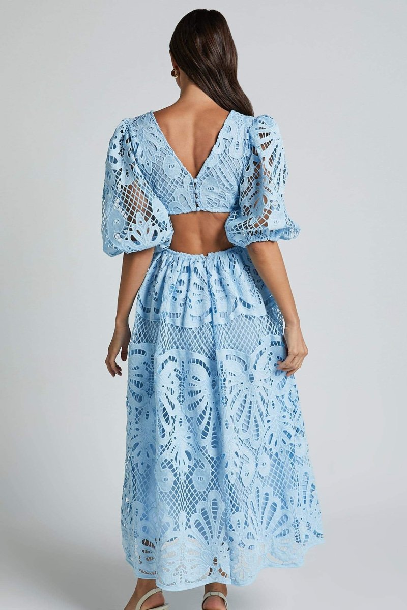 Sandra Embroidered Lace Cut-out Midi Dress - View 15