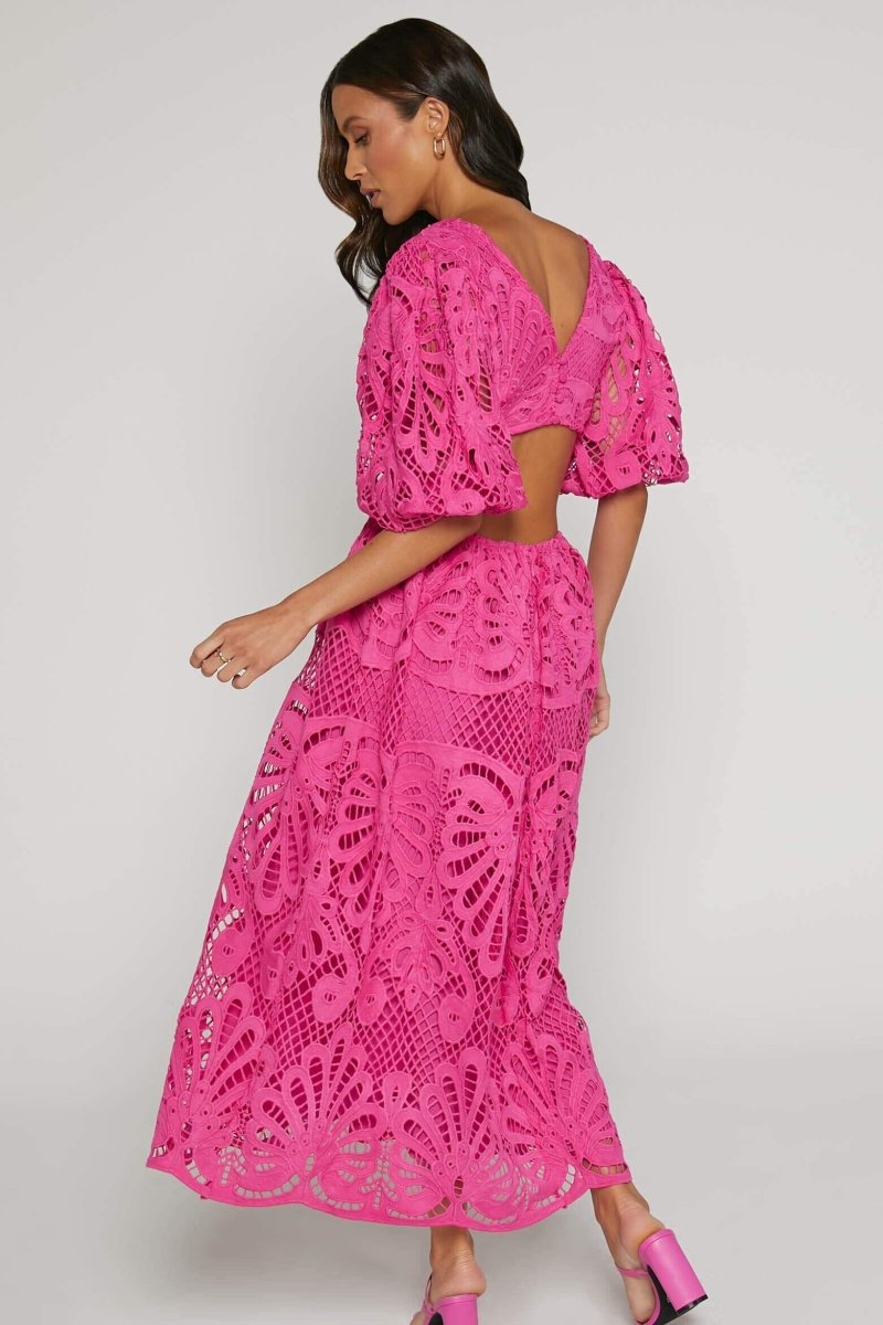 Sandra Embroidered Lace Cut-out Midi Dress - View 10
