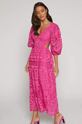 Sandra Embroidered Lace Cut-out Midi Dress - View 8