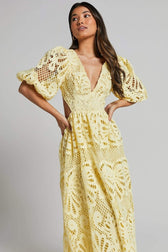 Sandra Embroidered Lace Cut-out Midi Dress - View 2