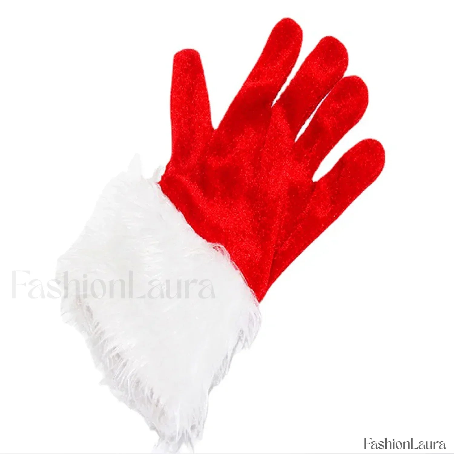 Santa Claus Festive White Fur Short Red Full Finger Fancy Dress Party Christmas Glove