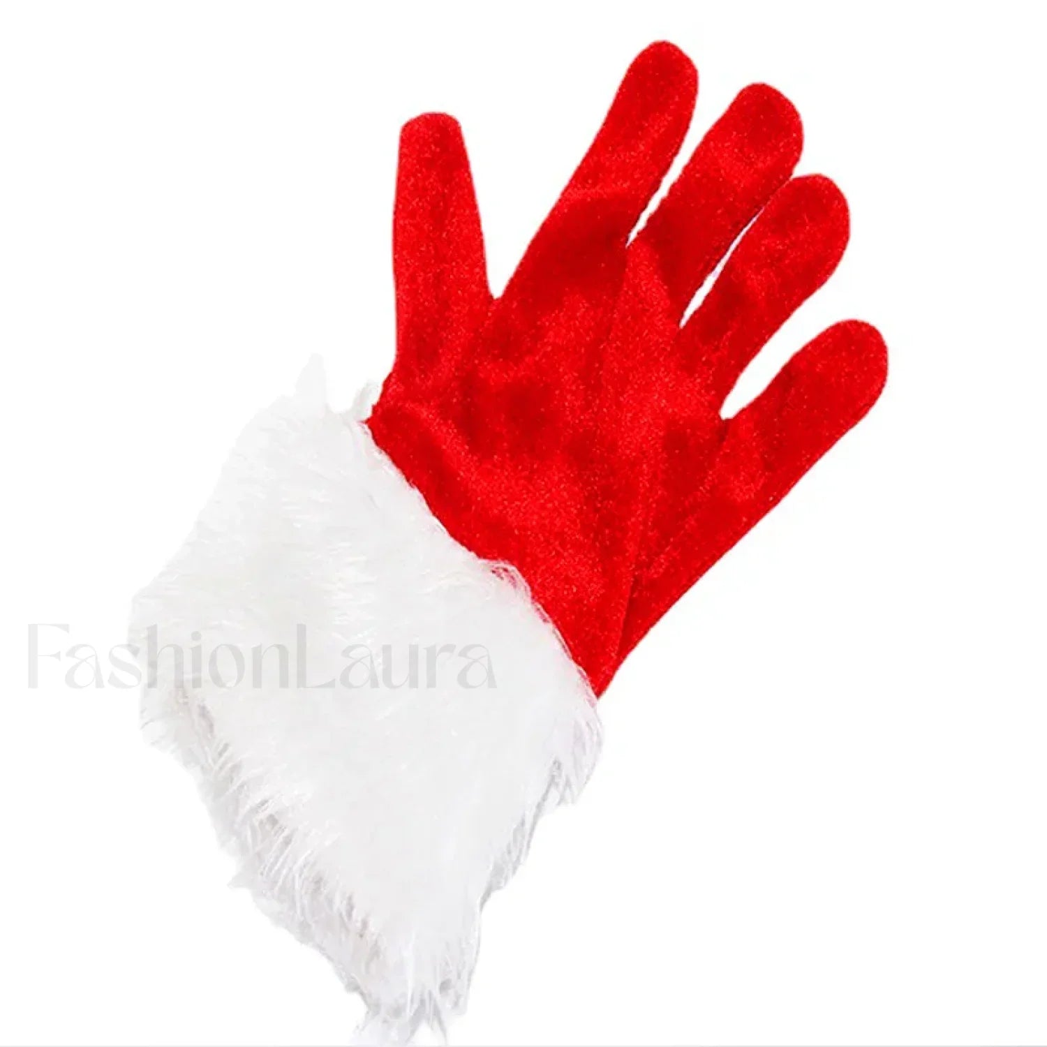 Santa Claus Festive White Fur Short Red Full Finger Fancy Dress Party Christmas Glove