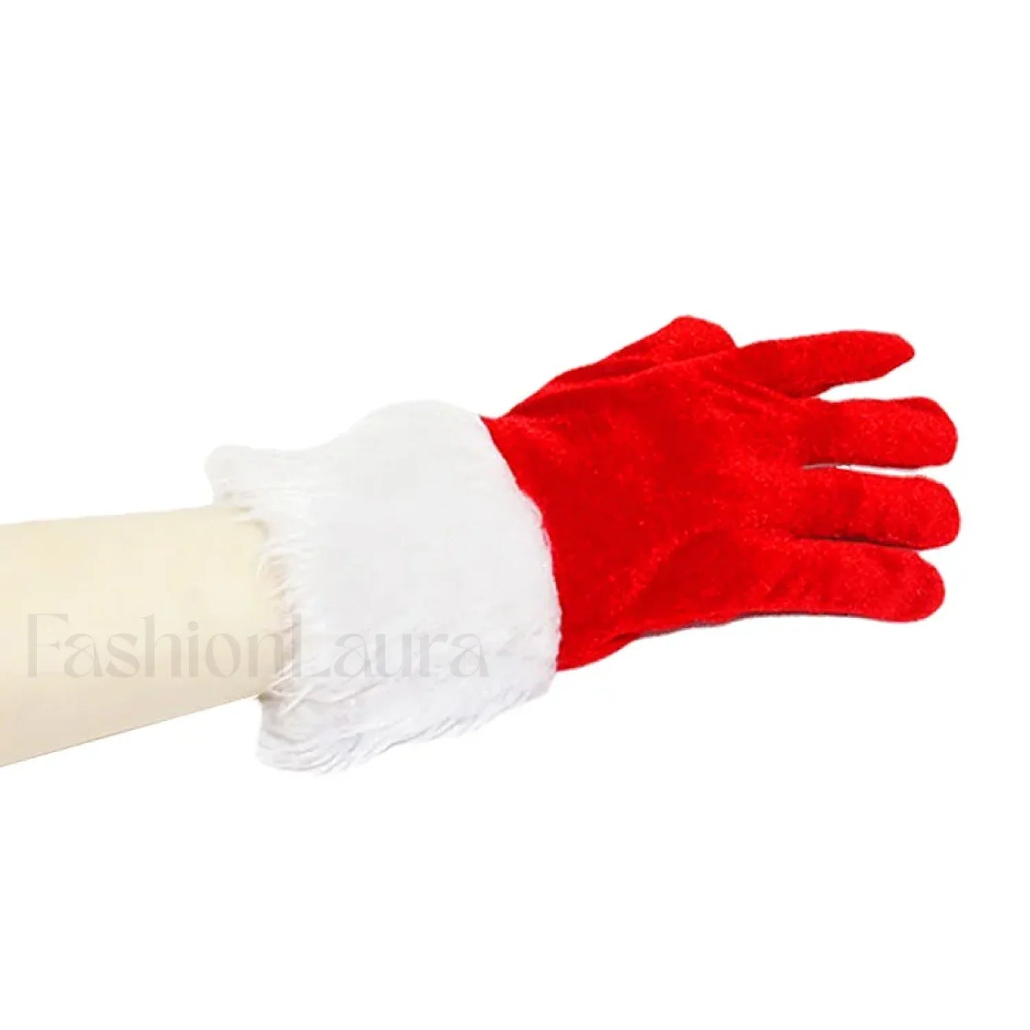 Santa Claus Festive White Fur Short Red Full Finger Fancy Dress Party Christmas Glove