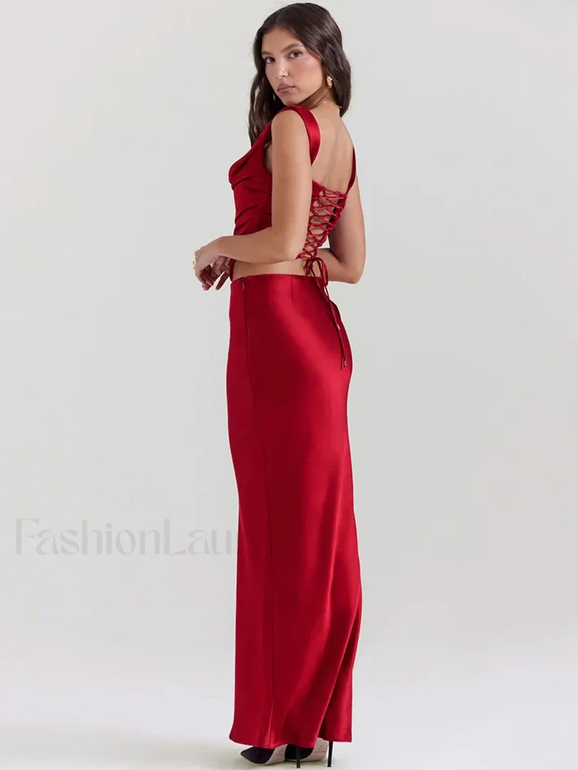 Satin Backless Skirt Maxi Dress