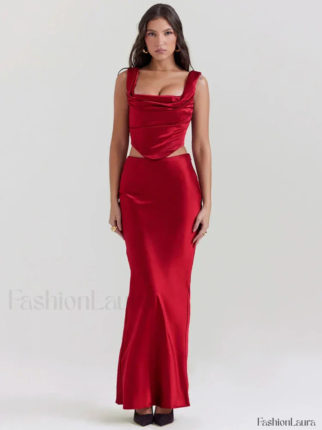 Satin Backless Skirt Maxi Dress