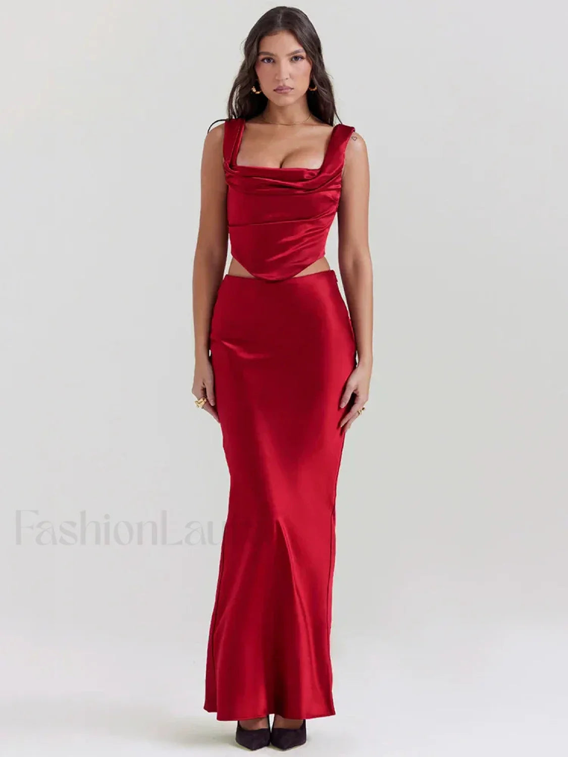 Satin Backless Skirt Maxi Dress