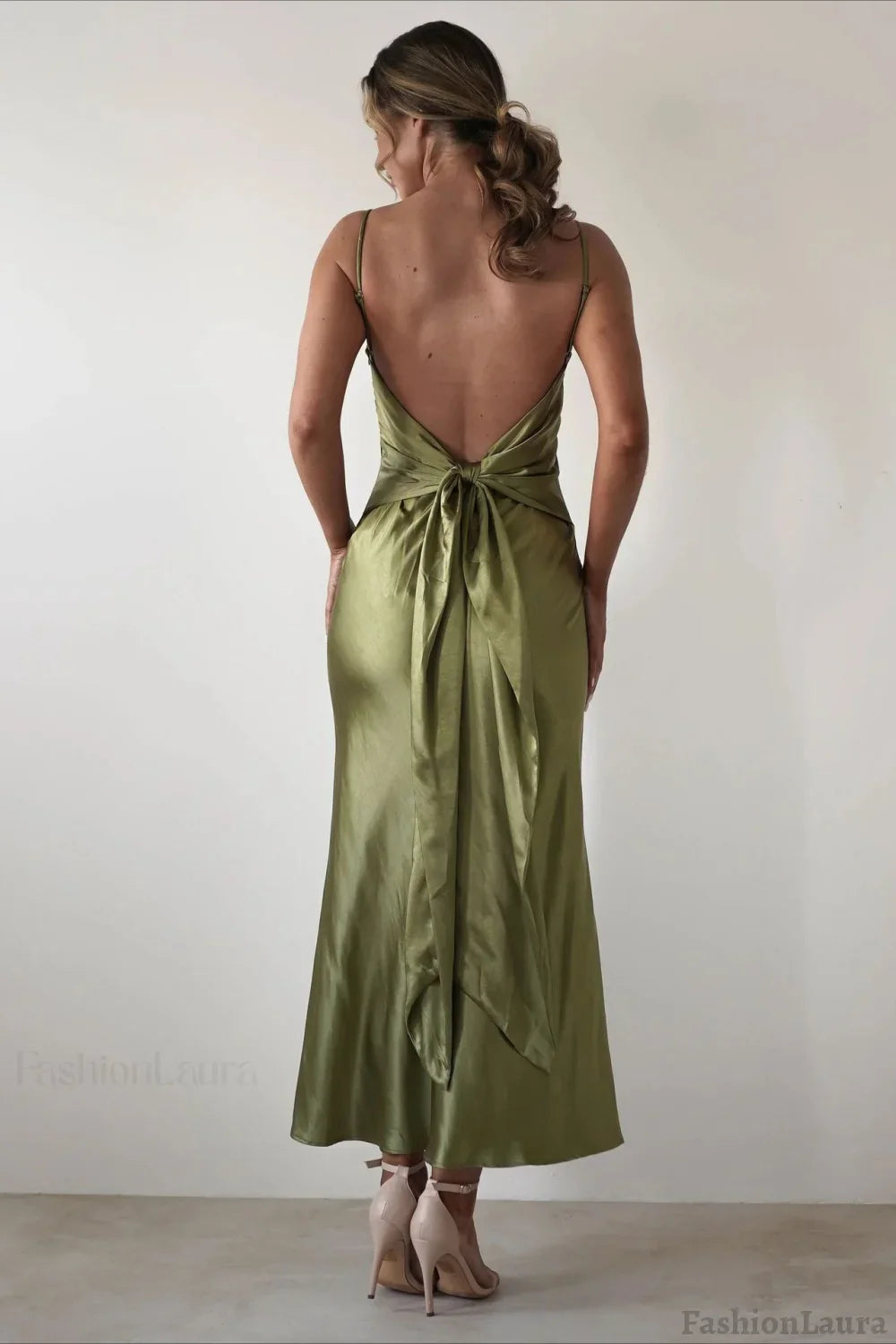 Satin Backless Tie Party Dress