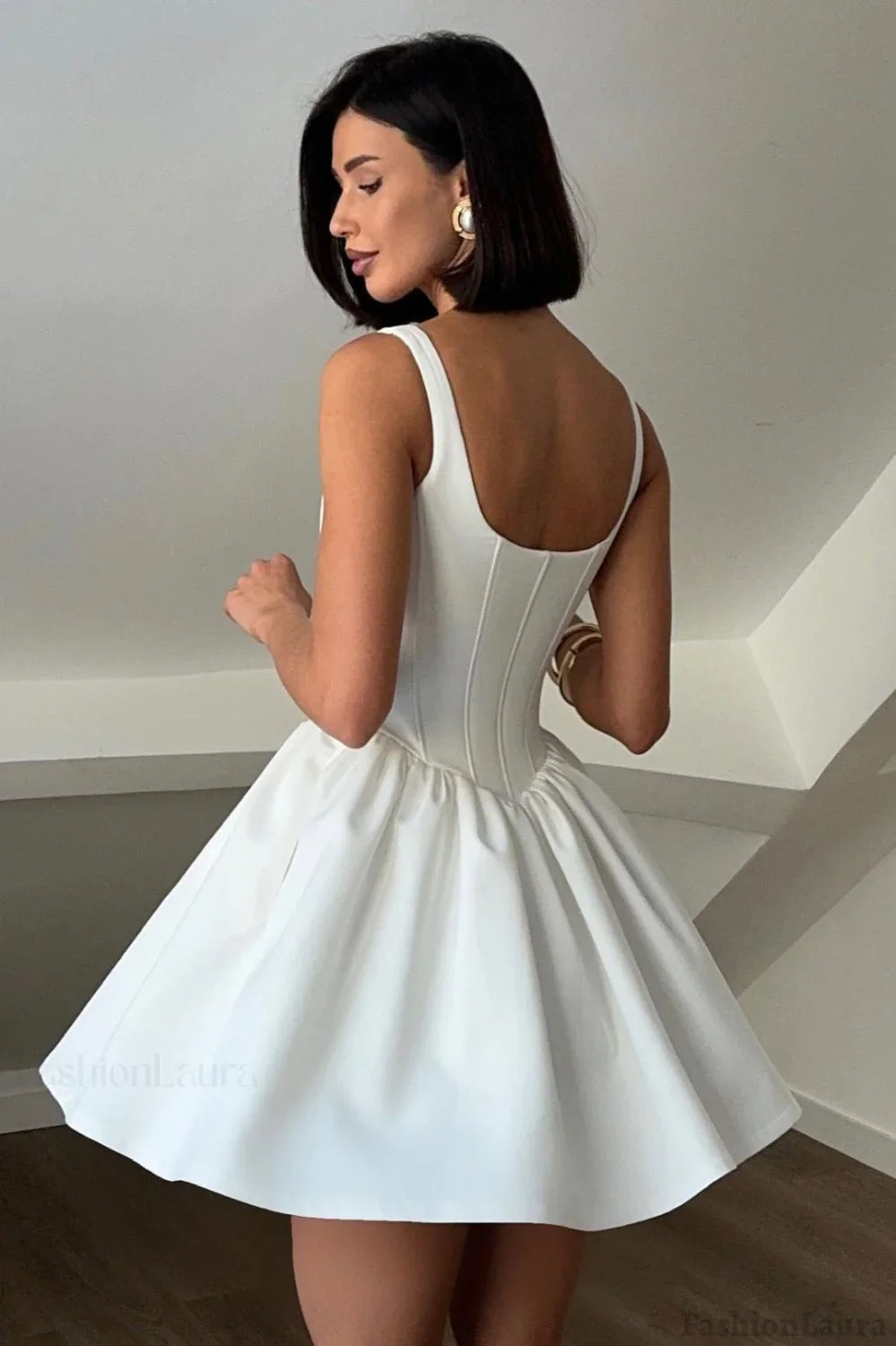 Satin Corset Puff Party Dress