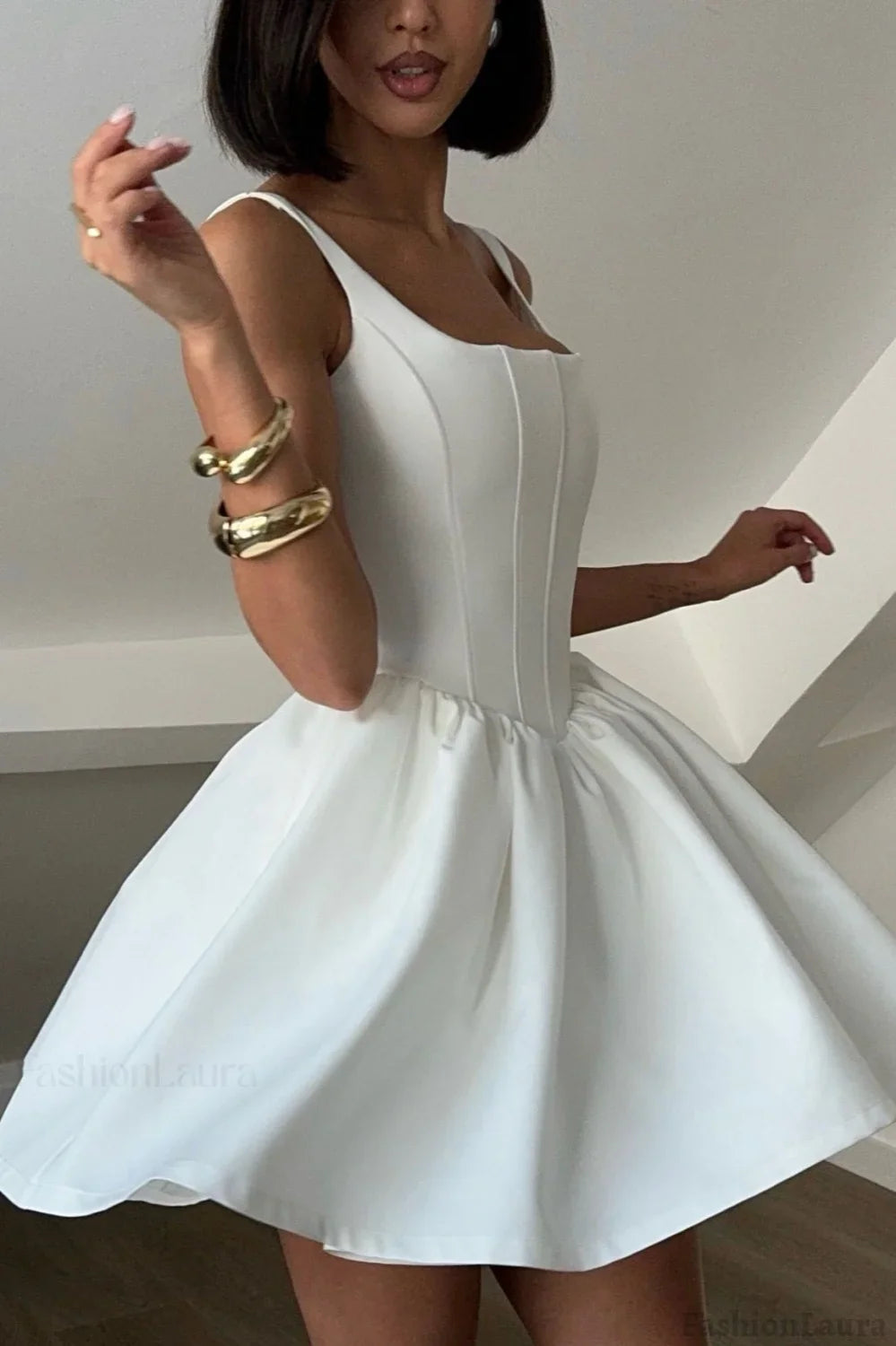 Satin Corset Puff Party Dress