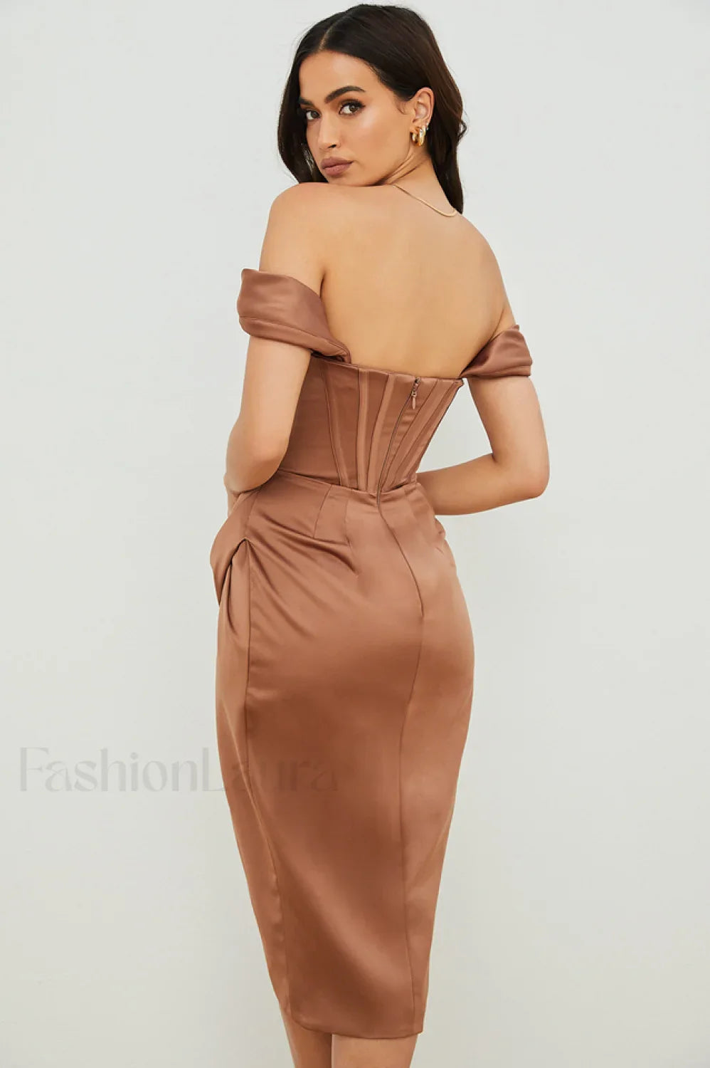 Satin Off Stylish Shoulder Dress