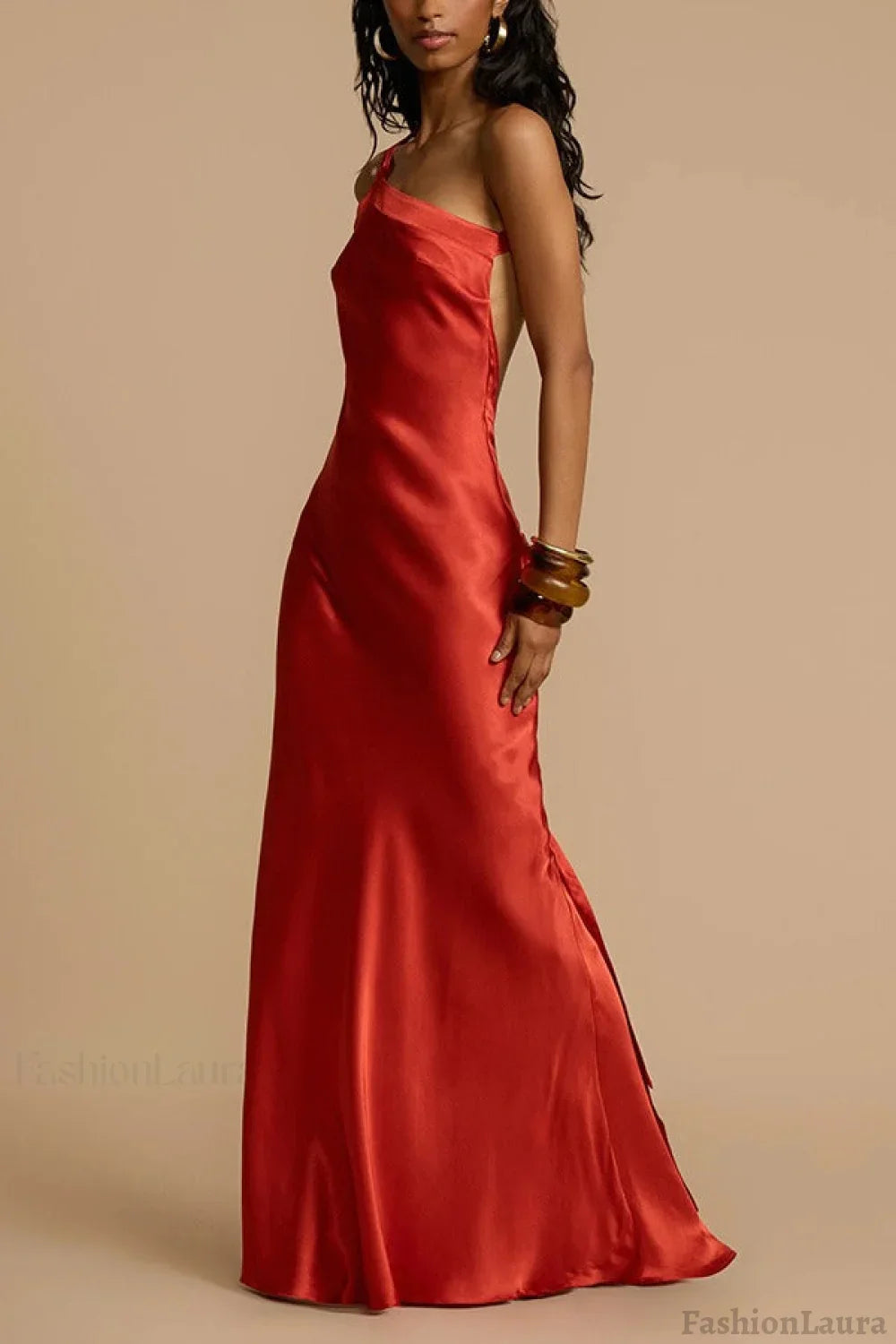 Satin One Shoulder Bodycon Formal Dress