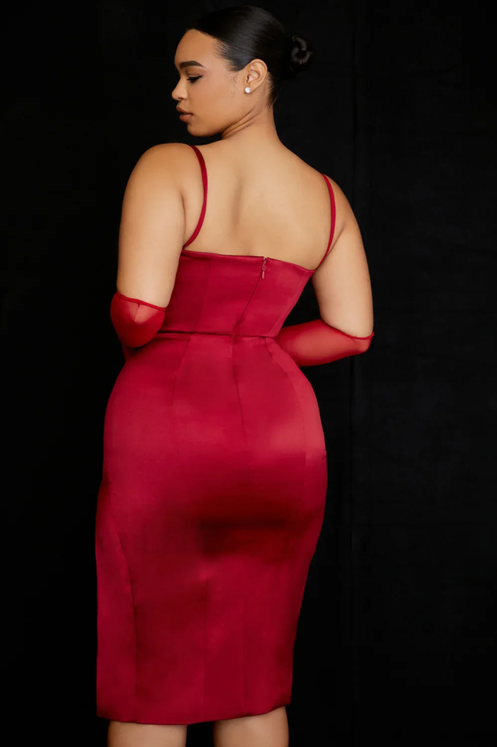 Satin Pleated Stylish Corset Midi Dress