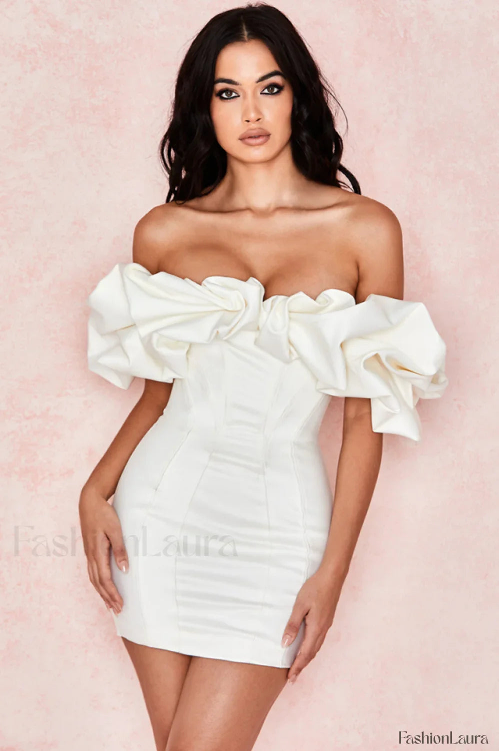 Satin Ruffle Stylish Strapless Dress