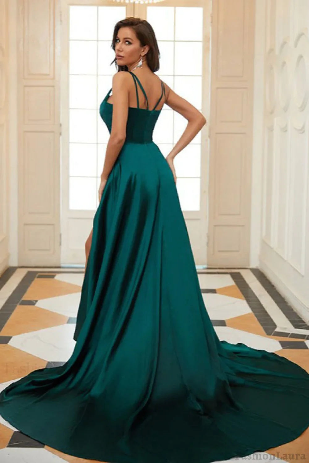 Satin Slit Maxi Formal Dress