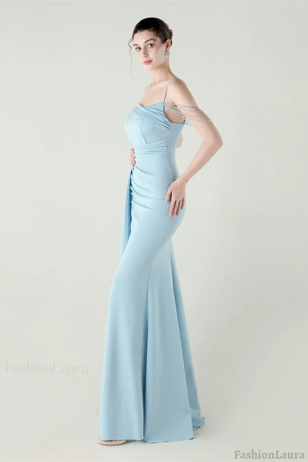 Satin Spaghetti Strap Mermaid Party Dress