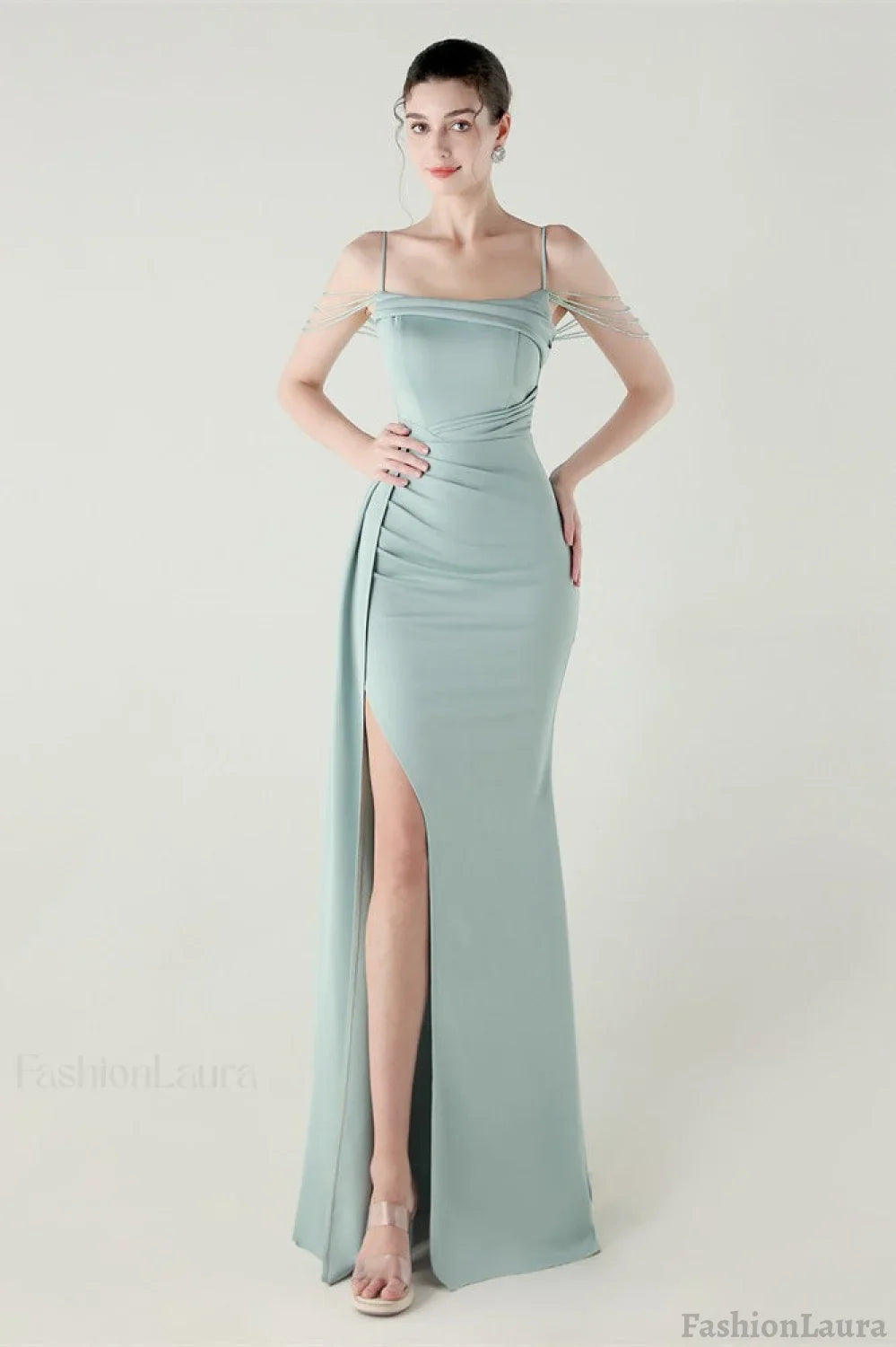 Satin Spaghetti Strap Mermaid Party Dress