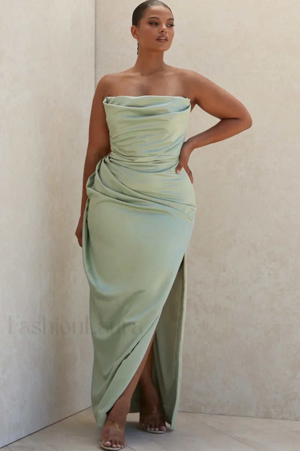 Satin Strapless Stylish Corset Maxi Dress