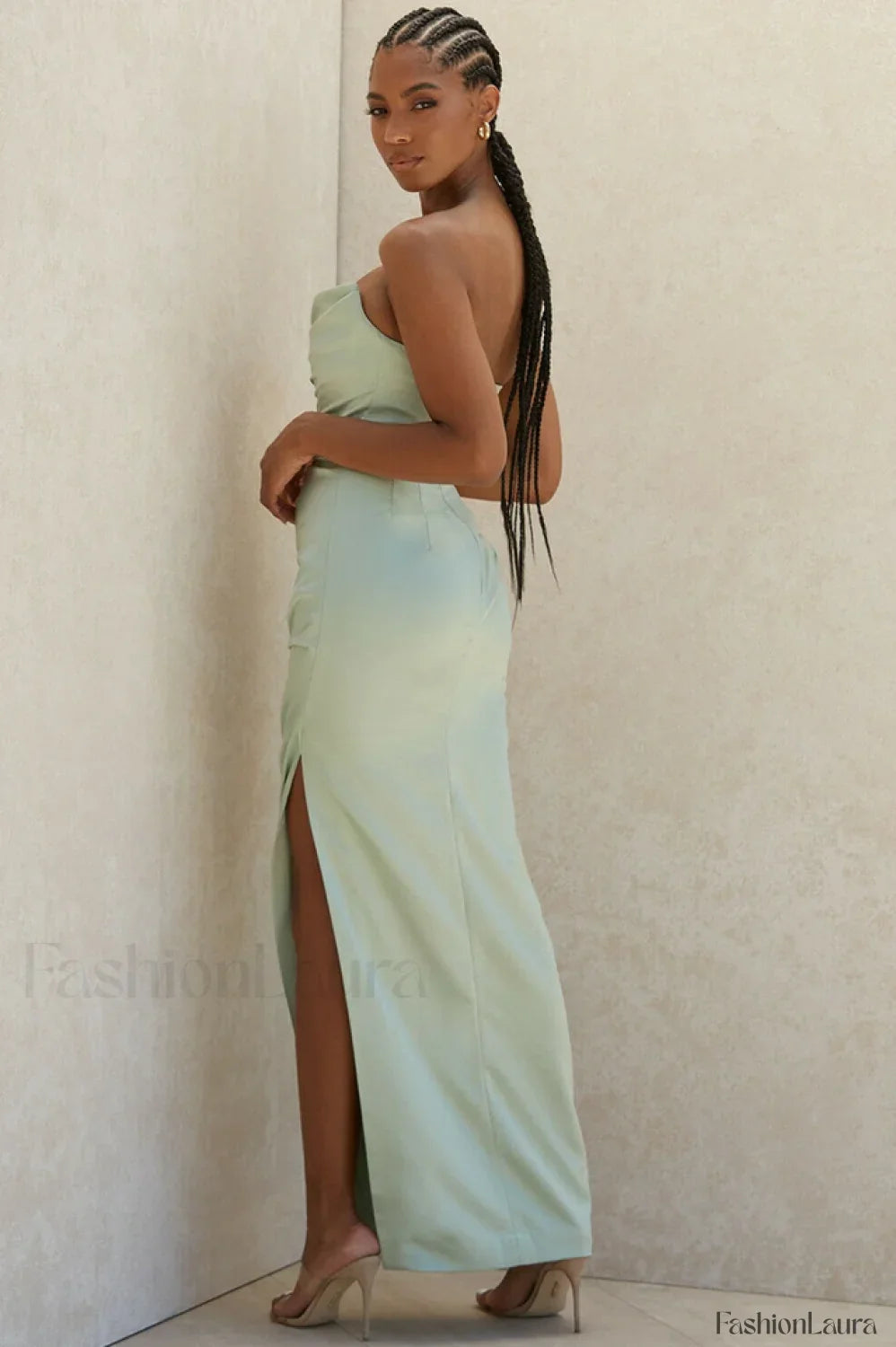 Satin Strapless Stylish Corset Maxi Dress