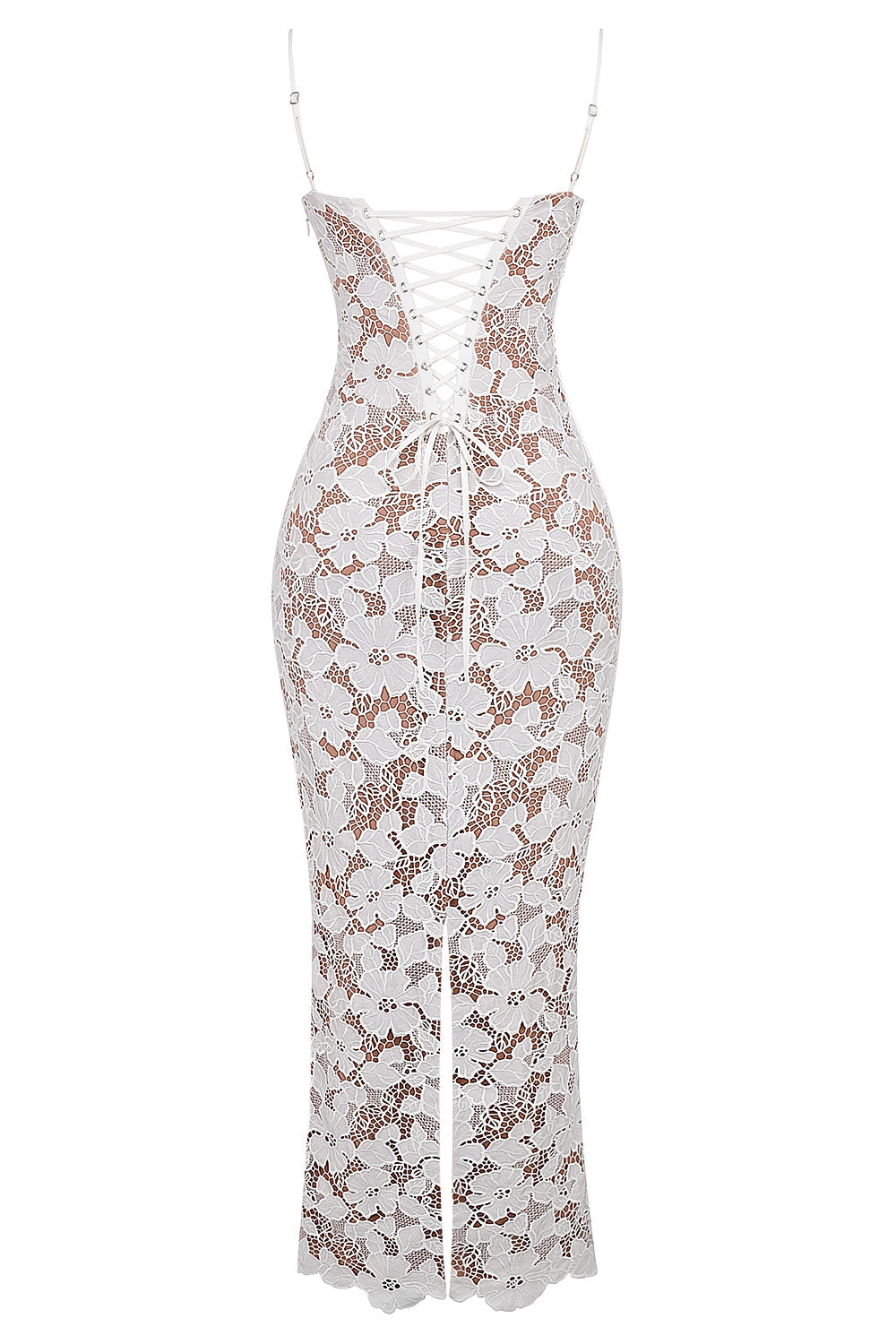 Guipure Lace Scalloped Sweetheart Cami Mermaid Maxi Dress 18