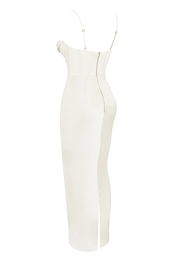 Elegant Corset Maxi Dress-White