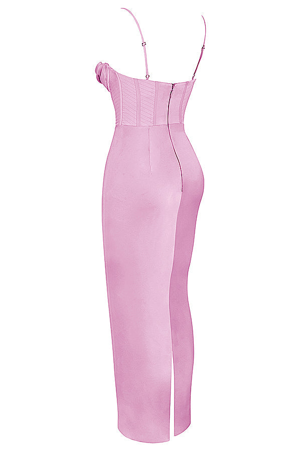 Cowl Neck Satin Corset Bodice Cami Bias Cut Maxi Dress 11