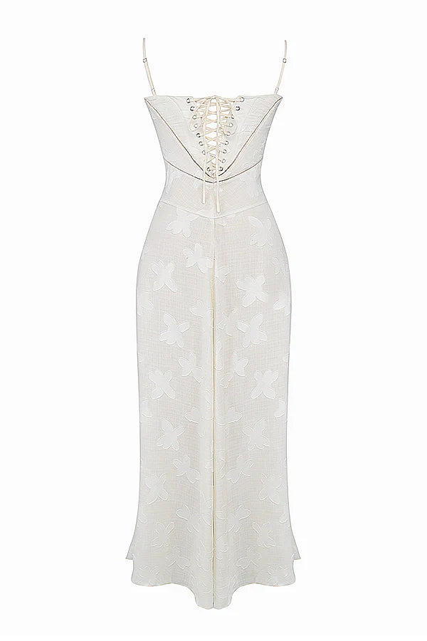 Floral Tie-Back Maxi Dress - Ivory