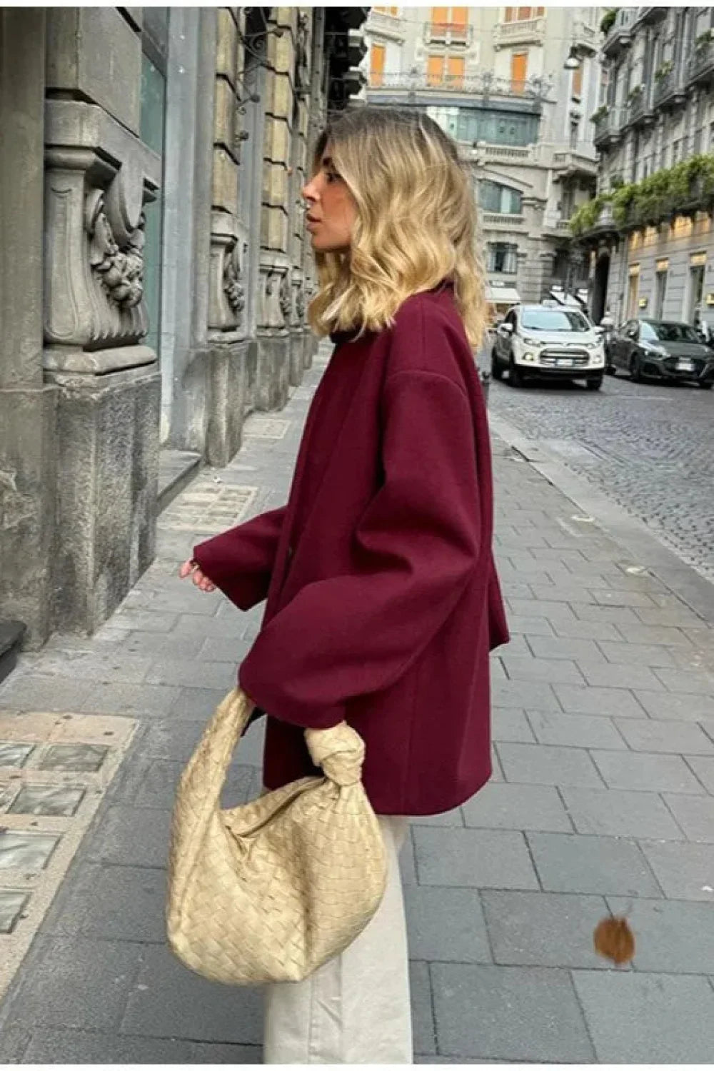 Scarf Collar Single Breasted Wool Coat