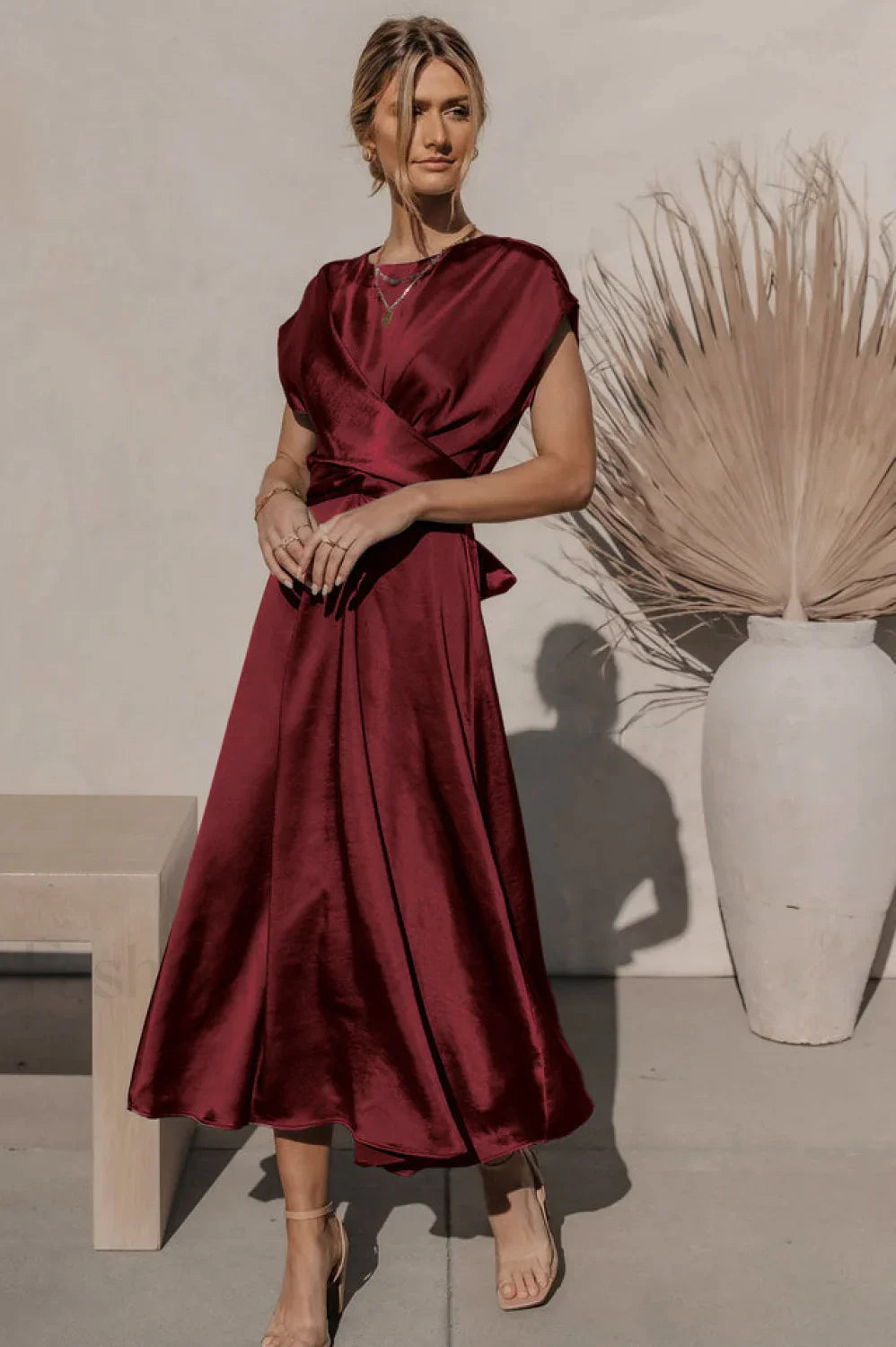 Scoop A-line Stylish Satin Bridesmaid Dress