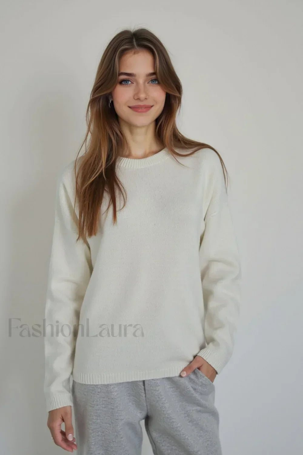 Seamless Knit Wool Pullover Sweater