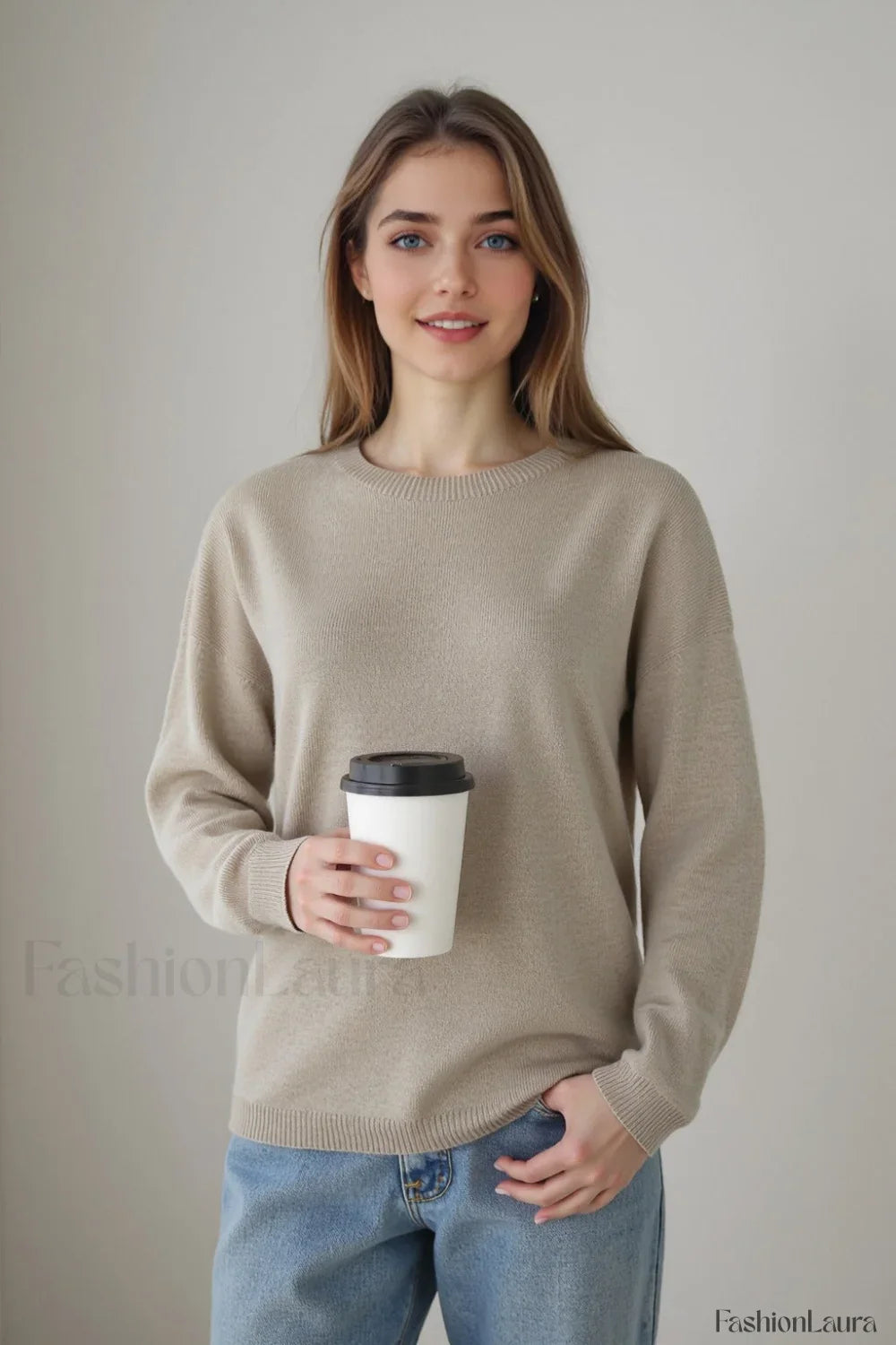 Seamless Knit Wool Pullover Sweater