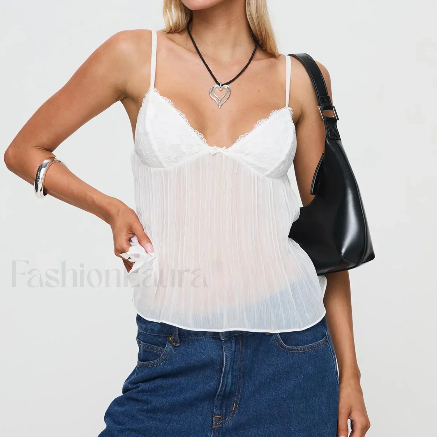 See-Through Spaghetti Crop Top