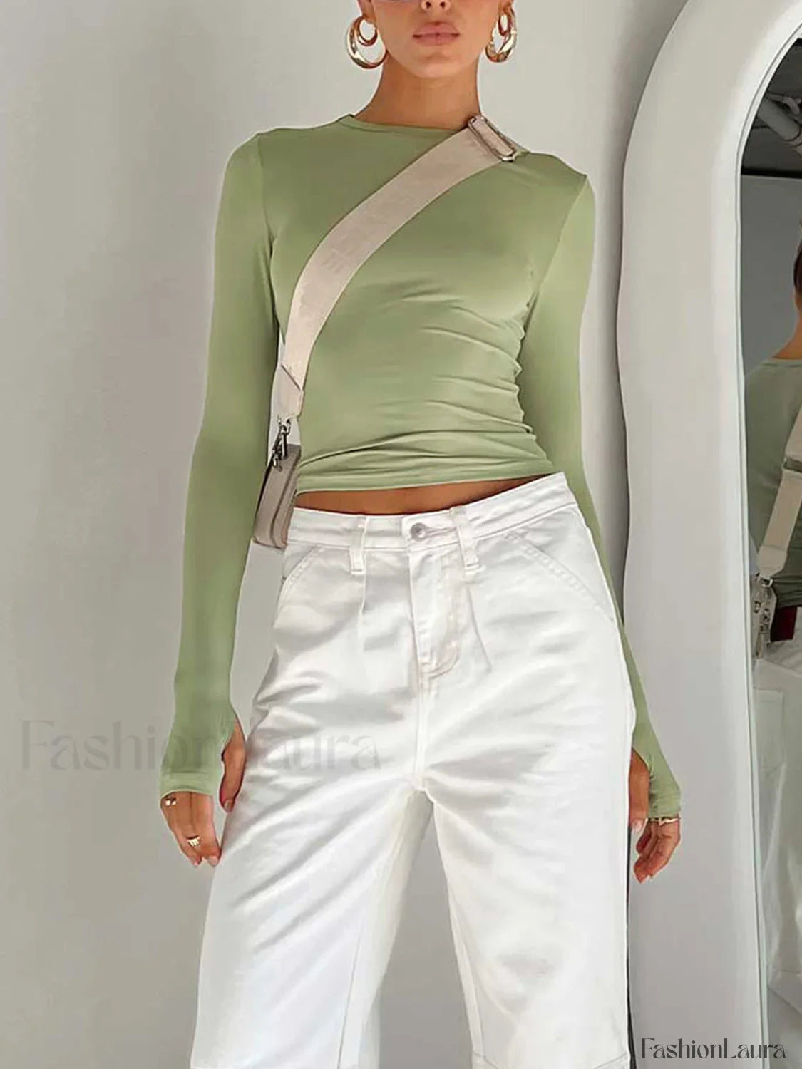 Semi-Sheer Long Sleeve Crop Top