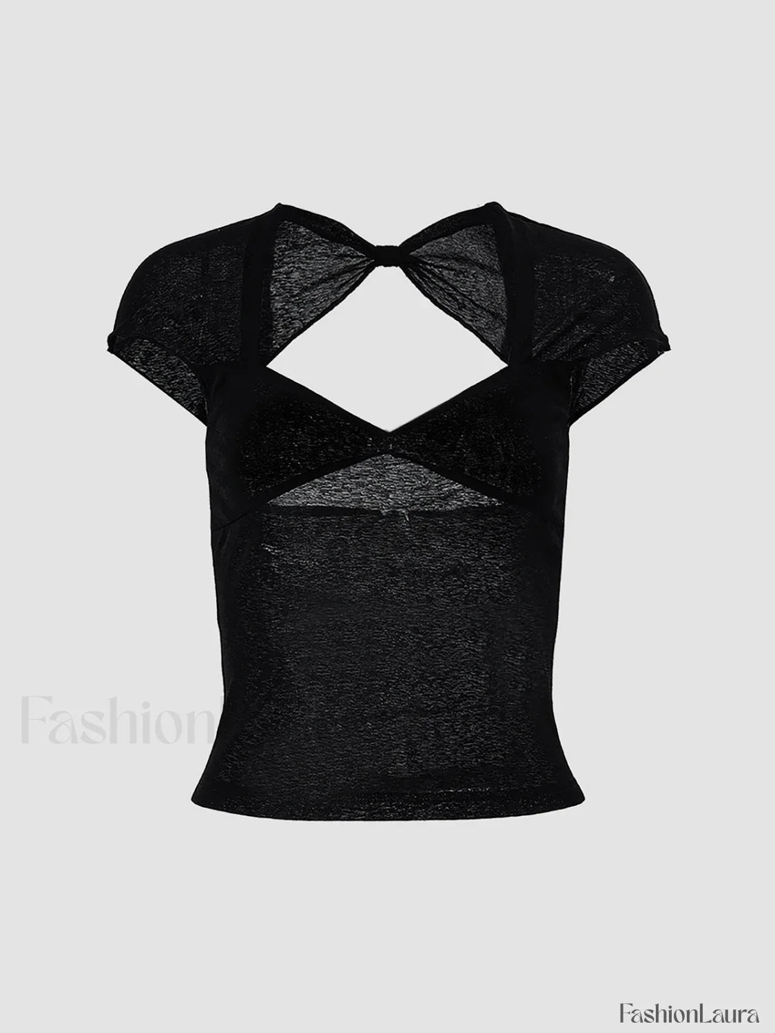 Semi-sheer Mesh Open Back T-shirt