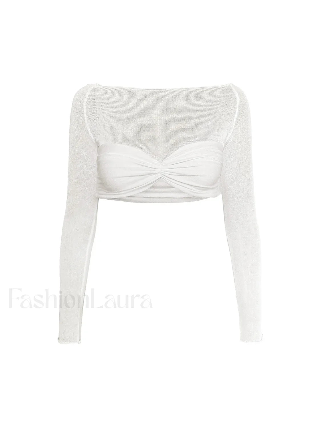 Semi-Sheer Off-Shoulder Mesh Crop T-Shirt