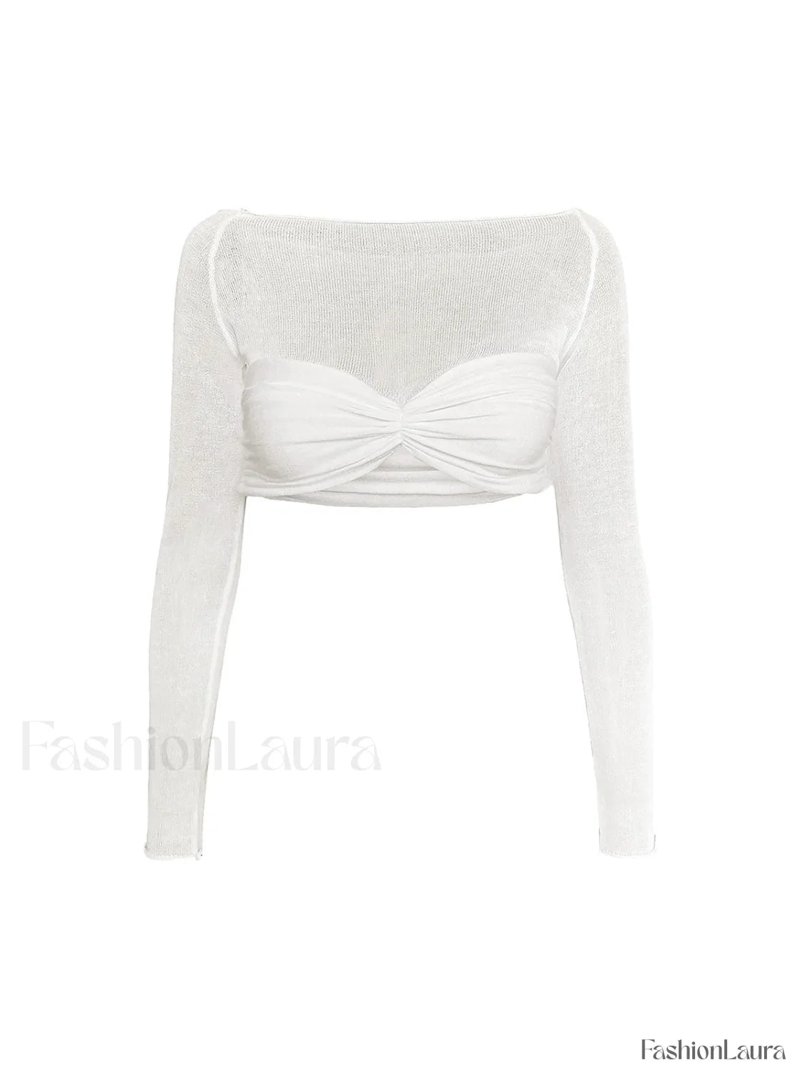 Semi-Sheer Off-Shoulder Mesh Crop T-Shirt