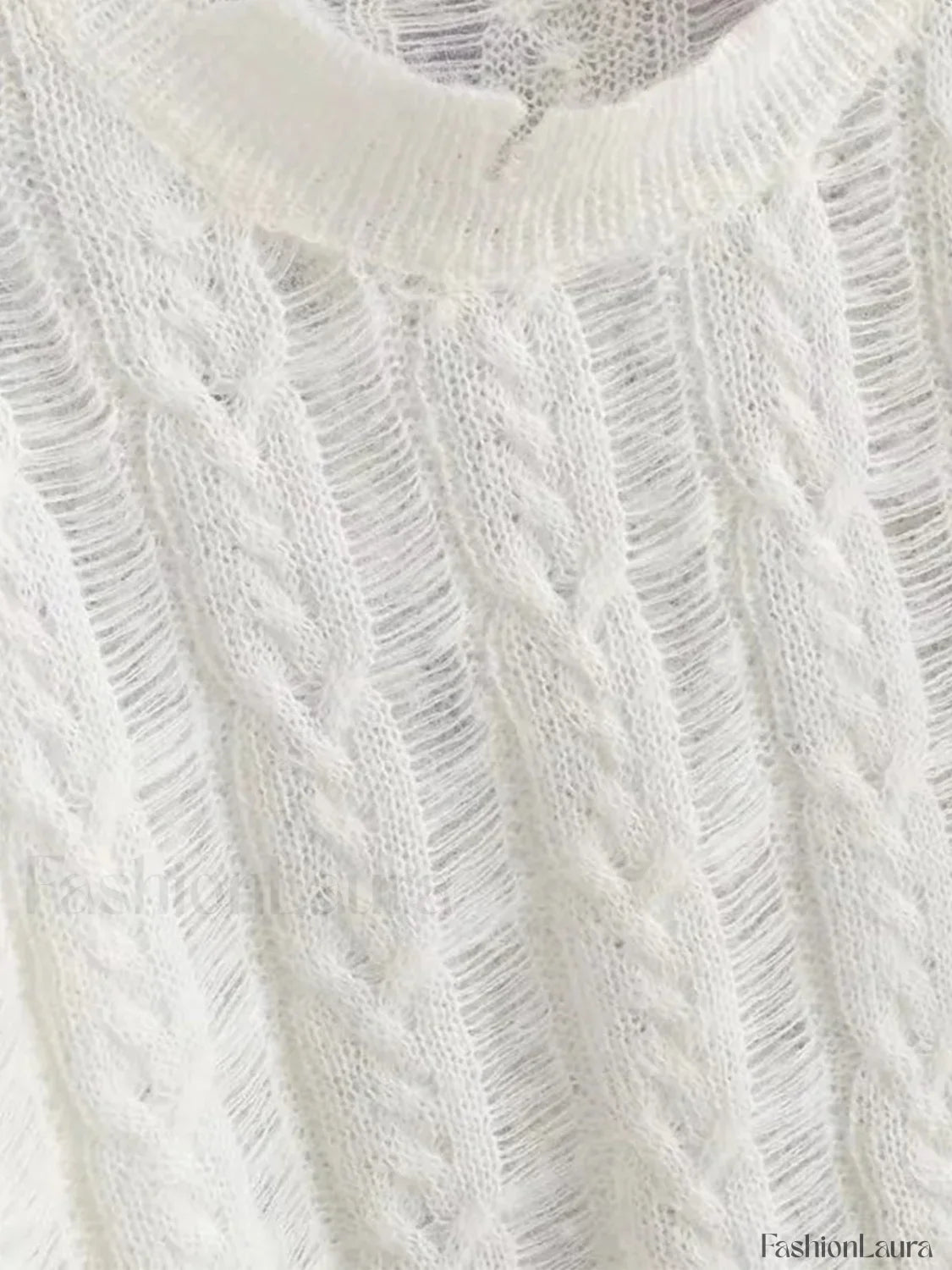 Semi-Sheer Snowflake Crochet Knit Shirt