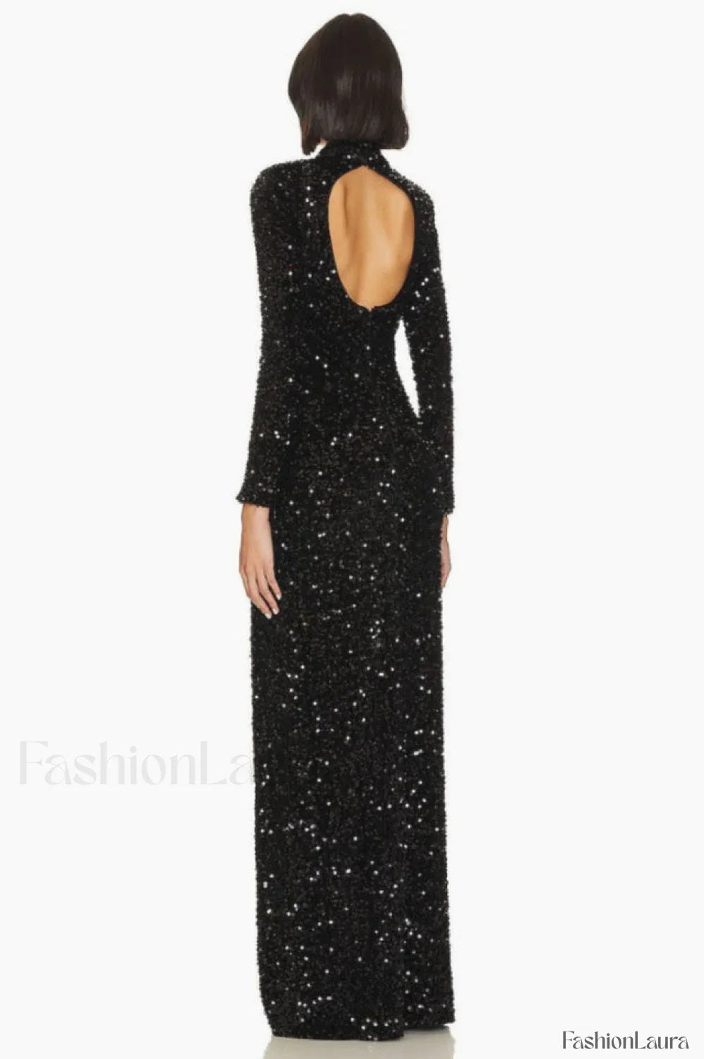 Sequin Embellishments Stylish Slit Maxi Dress