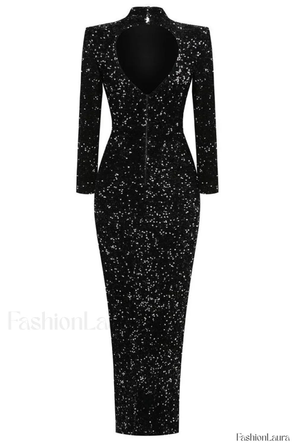 Sequin Embellishments Stylish Slit Maxi Dress