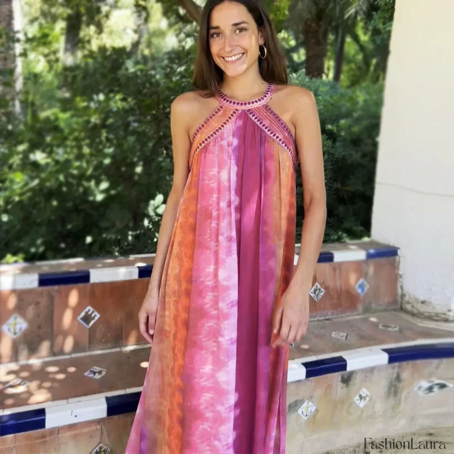 Sequin Halter Maxi Boho Dress