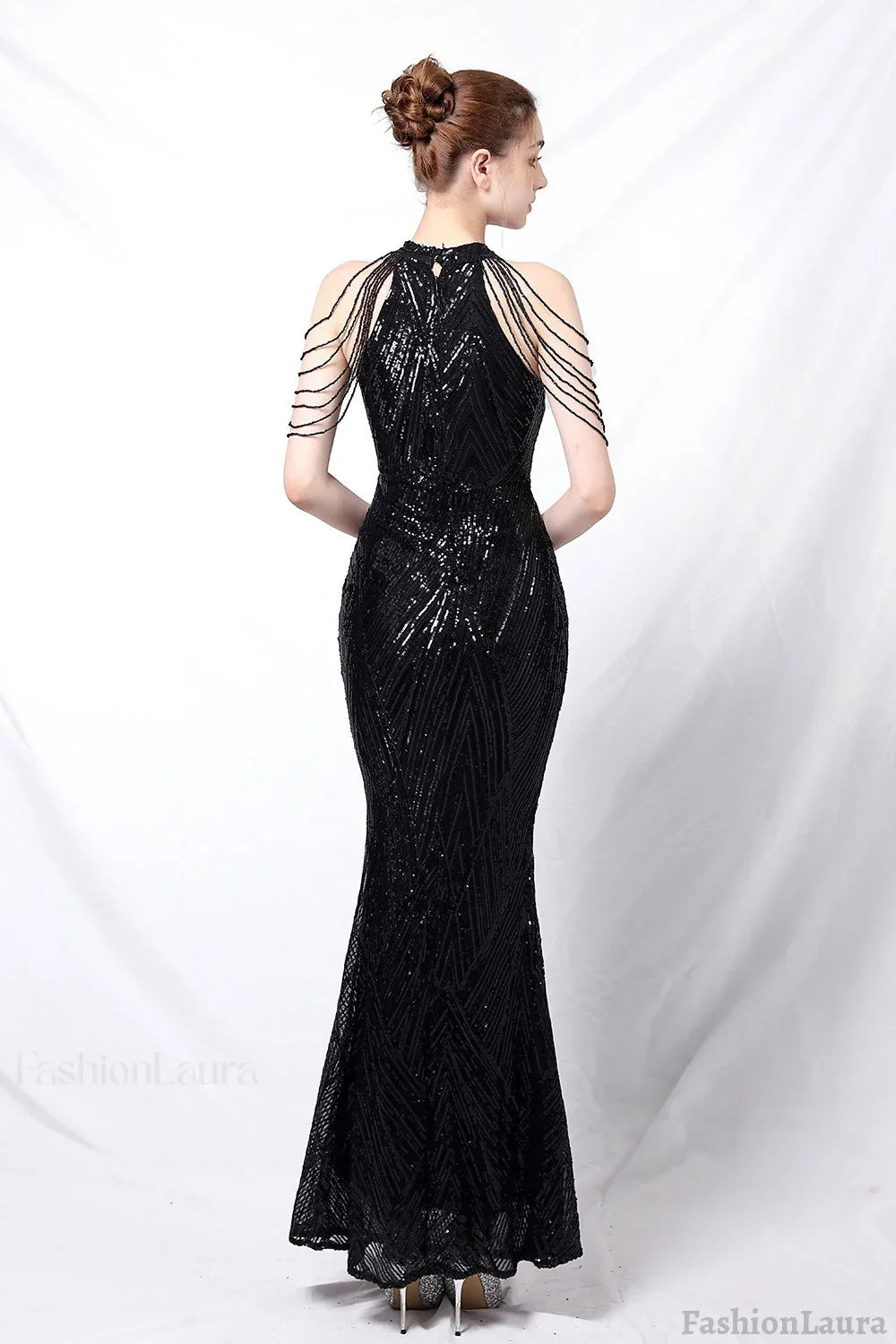 Sequin Halter Mermaid Maxi Party Dress