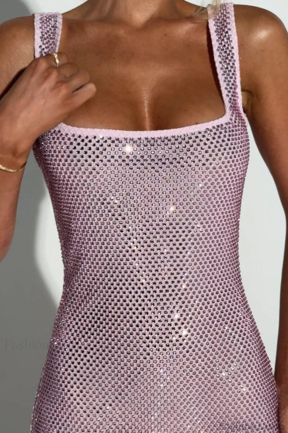 Sequin Rhinestone Bodycon Party Dress S / Pink
