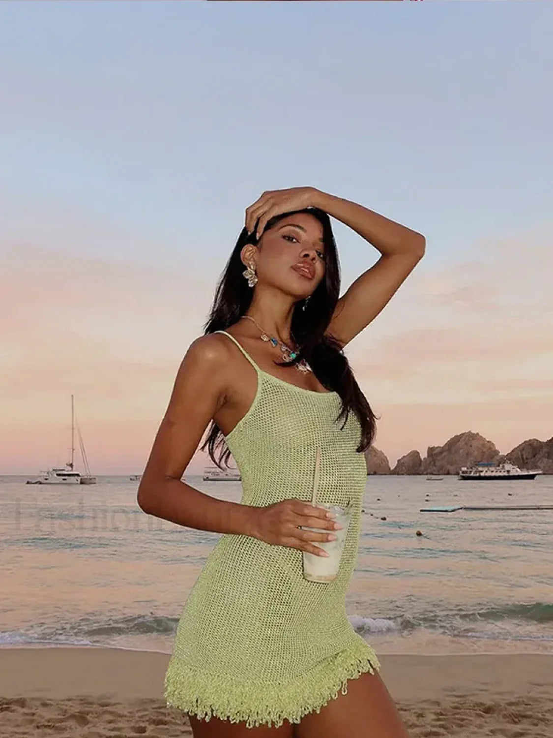 Sequin Tassel Hem Mini Dress