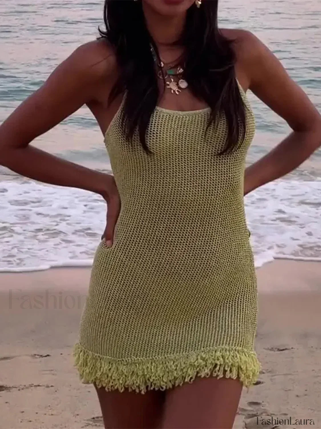 Sequin Tassel Hem Mini Dress