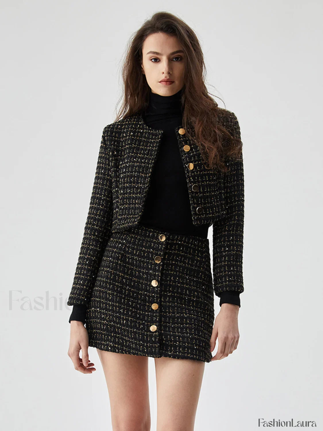 Sequined Button Graceful Short Blazer