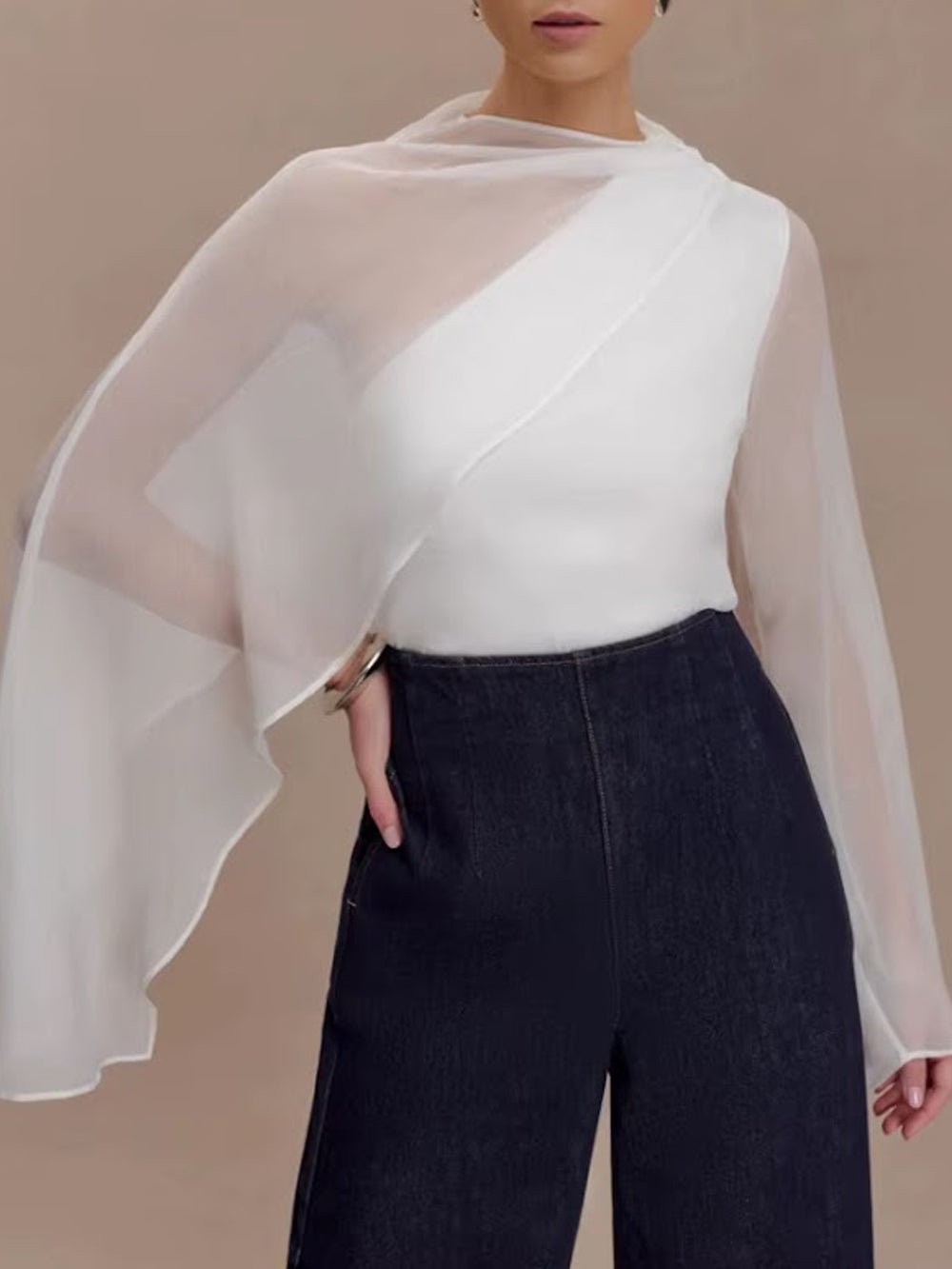 Seraphina Sheer Draped Sleeve Blouse