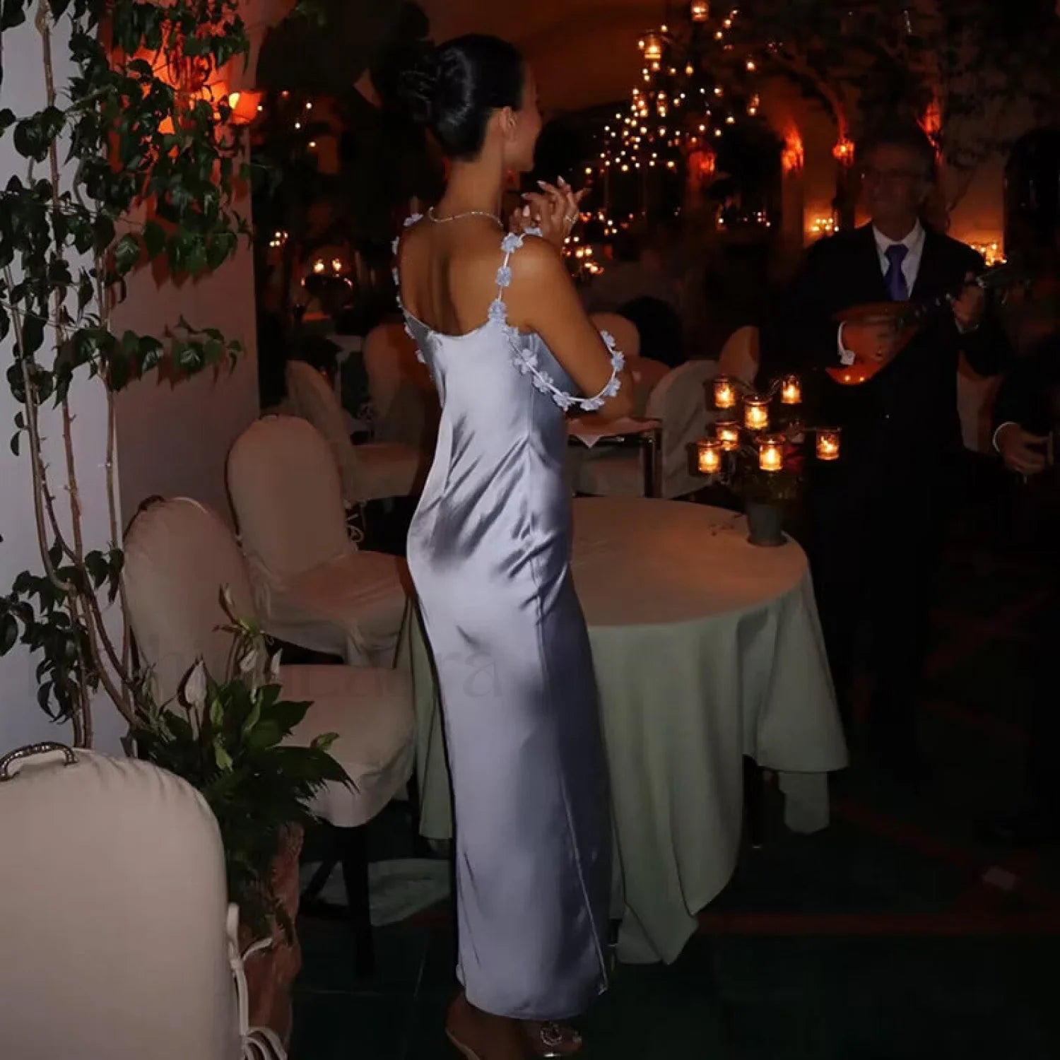 Sexy Babes Low-Cut Strappy Slim Fit Maxi Dress